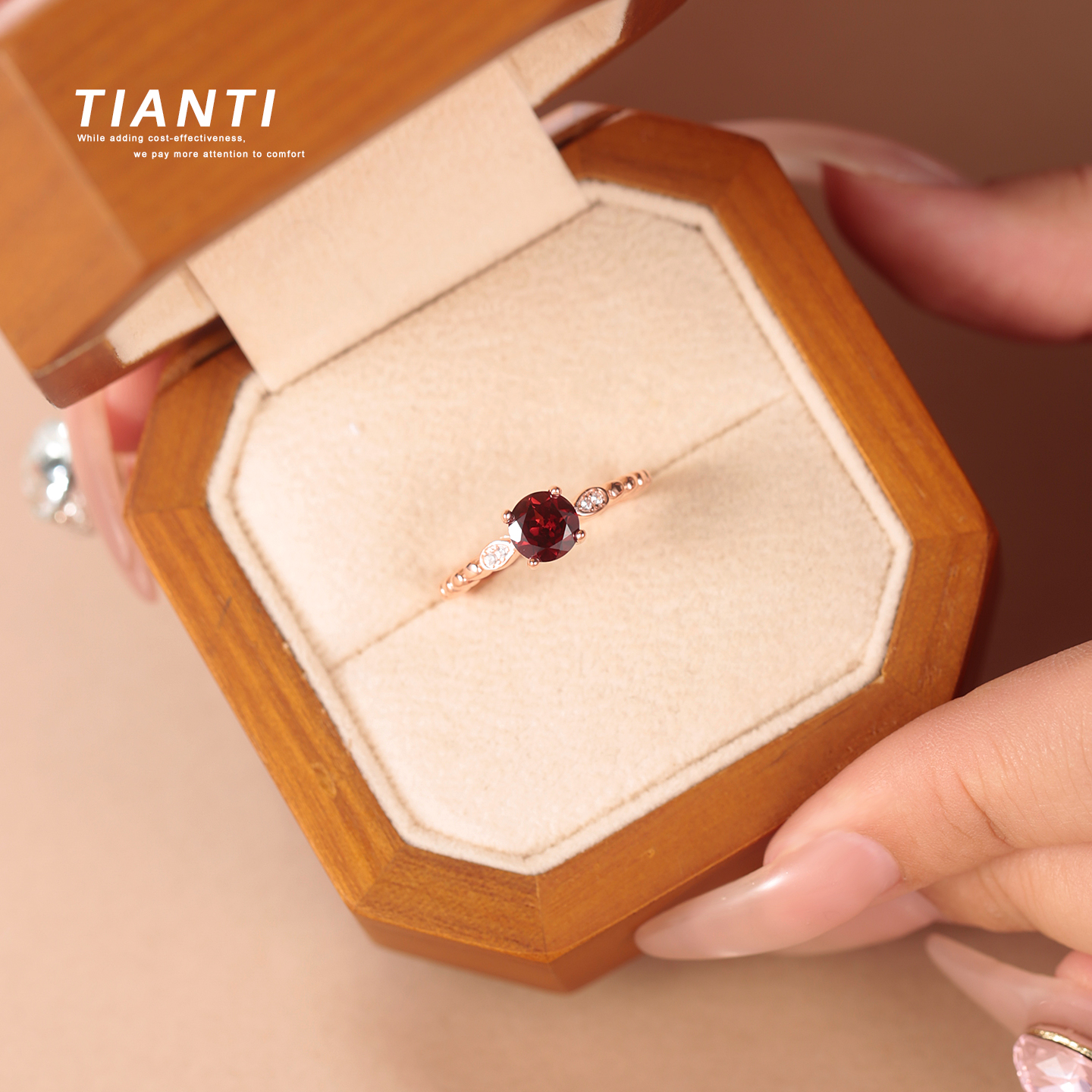 红宝石女戒生日礼物情人节饰品