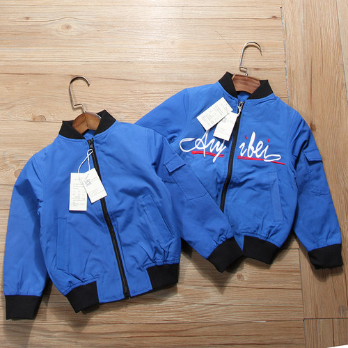 童装双层纯棉夹克V领开衫