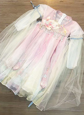 汉服女童中大童双层洋气连衣裙