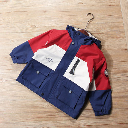 童装中大童冲锋衣双层夹克外套