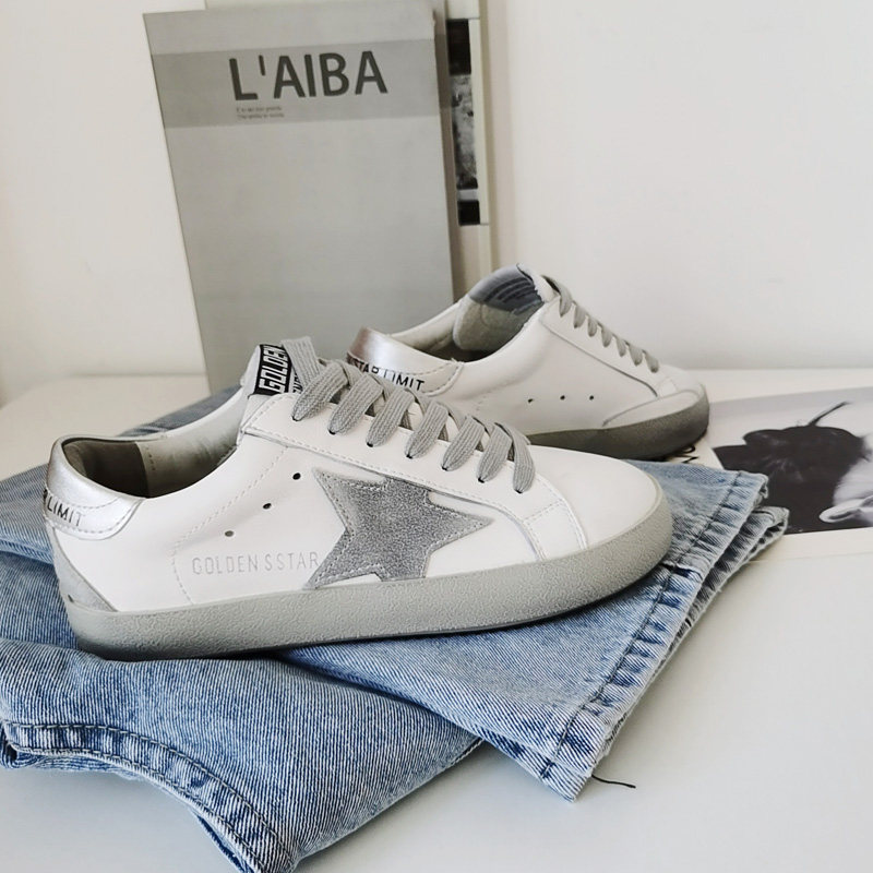 2023基础百搭小脏鞋女真皮经典平底星星做旧板鞋文艺复古脏脏鞋潮