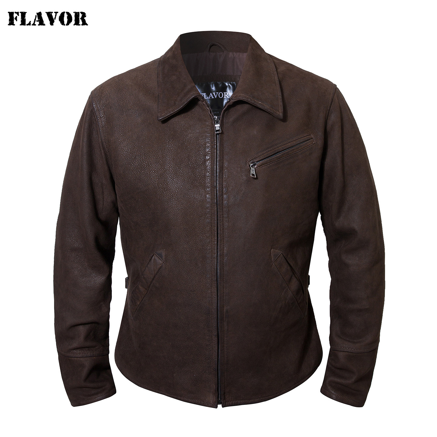 FLAVOR/佛兰诺2026秋季新款男士真皮皮夹克 复古擦蜡重洗牛皮皮衣