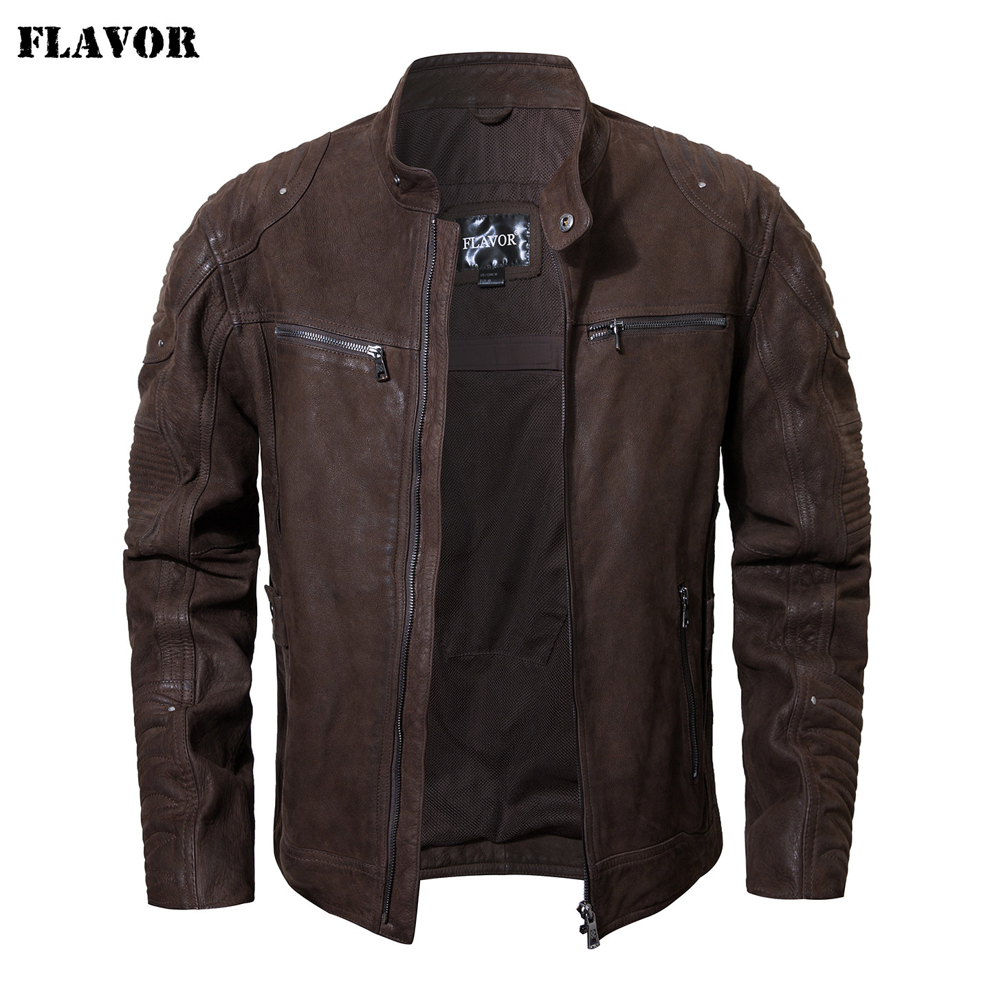 FLAVOR/佛兰诺2026秋季新款男士真皮皮衣 美式复古擦蜡牛皮皮夹克
