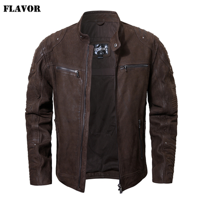 FLAVOR/佛兰诺2026秋季新款男士真皮皮衣 美式复古擦蜡牛皮皮夹克