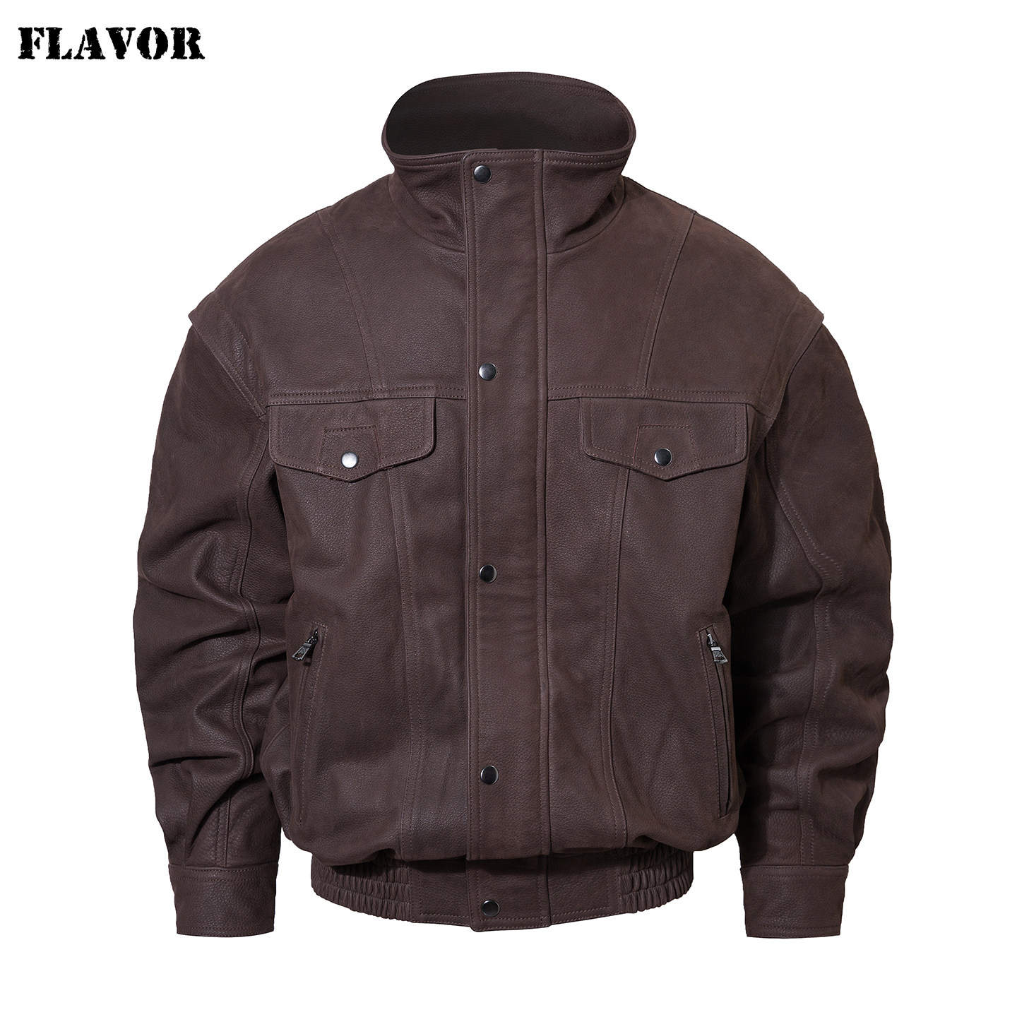 FLAVOR/佛兰诺2026新款真皮皮衣 牛皮皮夹克 欧美大码男士皮外套
