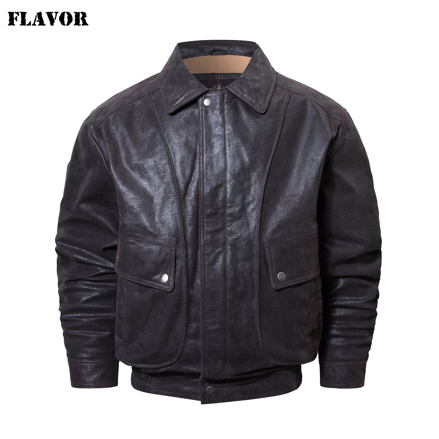 FLAVOR/佛兰诺2026秋季新款真皮皮衣男 外贸欧美复古皮夹克短款男