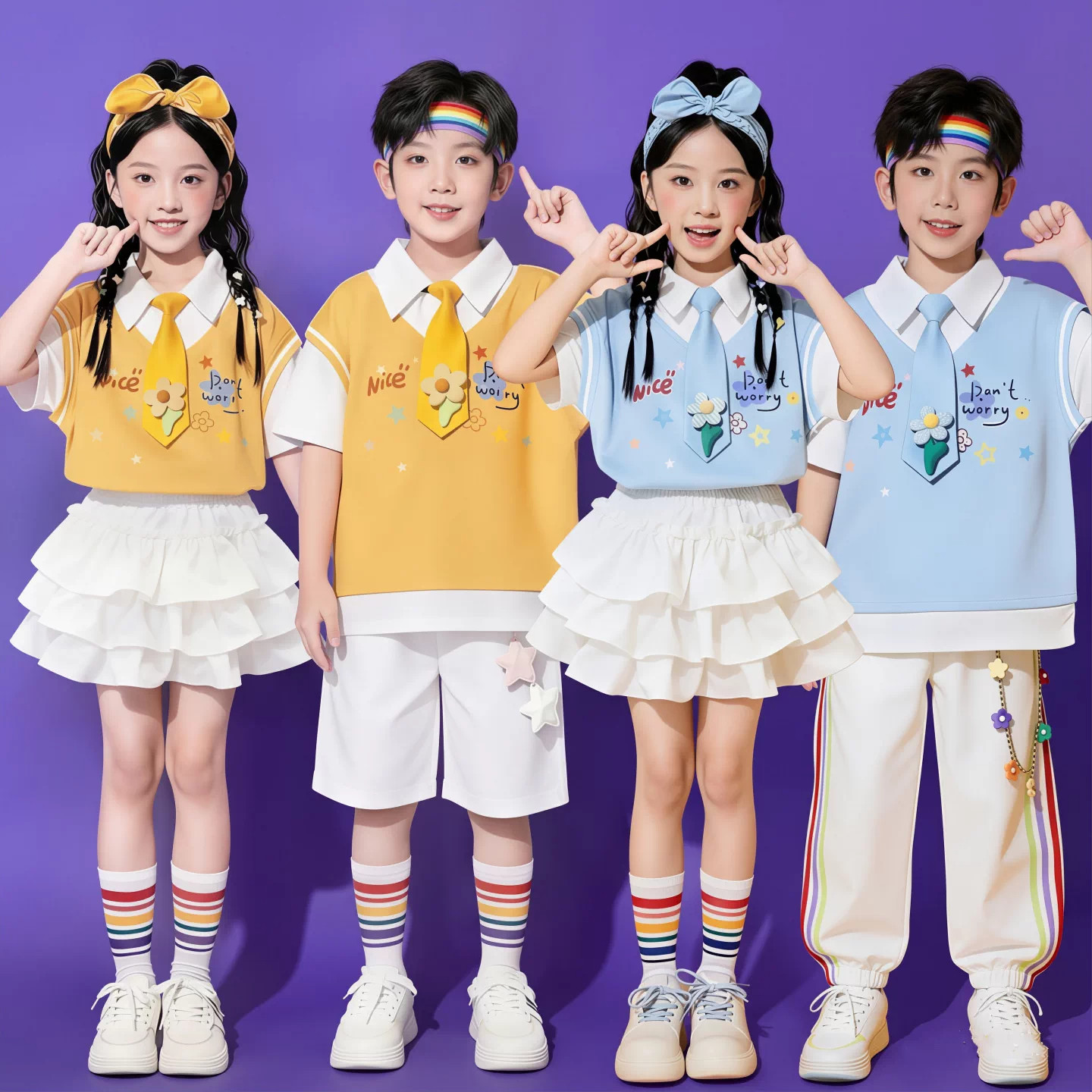 六一儿童啦啦队演出服小学生合唱表演服运动会服装幼儿园毕业照服