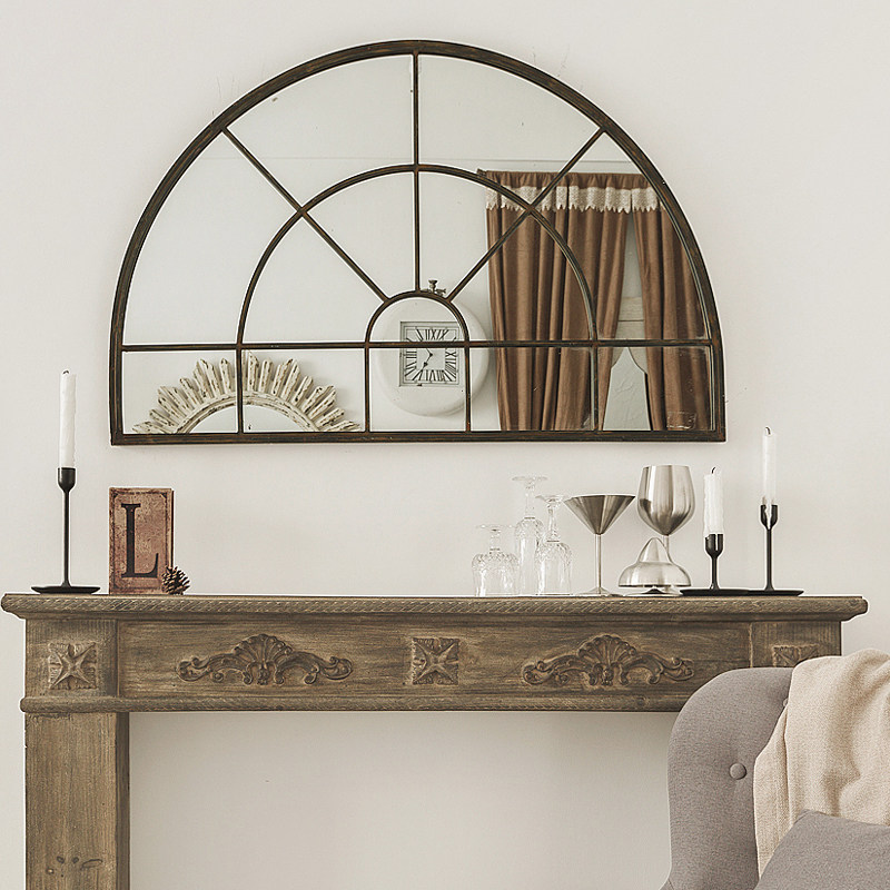 American style French country Retro Iron art Wall Mirror fireplace Decorative mirror Do the old Entrance mirror Semicircle False window mirrorin the Residential furniture , Mirrors , Other  category - from Buy2taobao.com to provide professional Taobao agent buy service