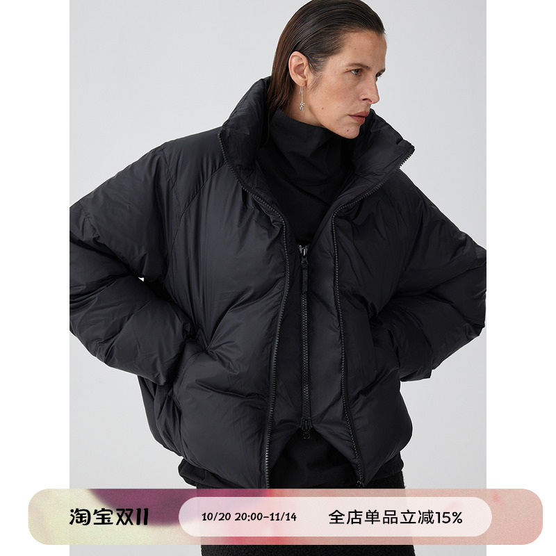 90白鸭绒双层门襟短款羽绒服