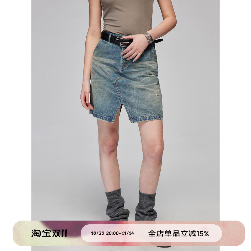 内华达水洗蓝牛仔半裙短裙