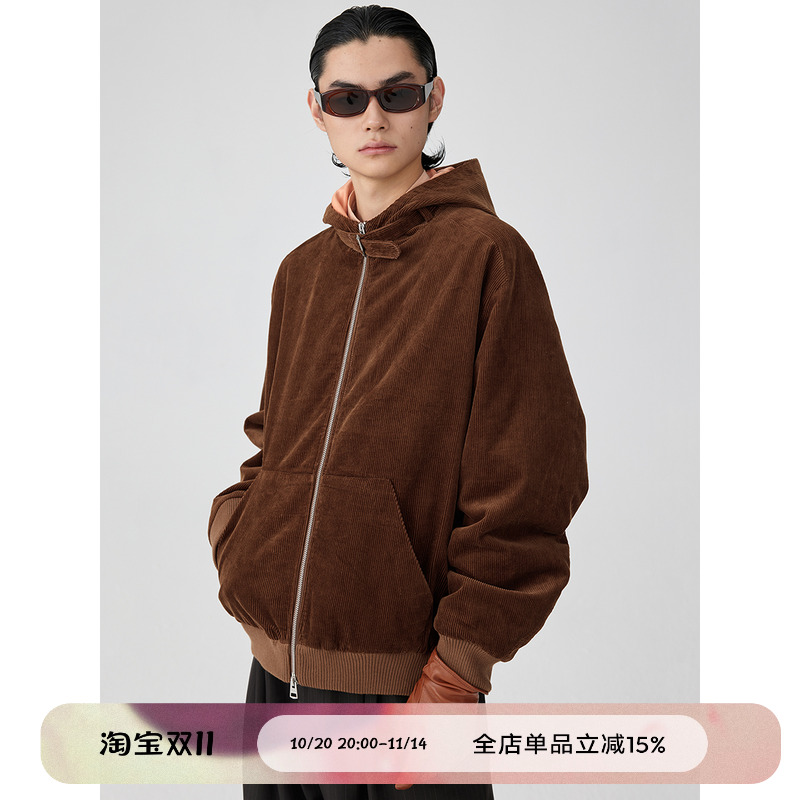 美式工装连帽夹克中长款