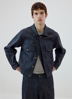 Simple Project*Selvedge Field Jacket轻磅苎麻靛蓝原色牛仔夹克