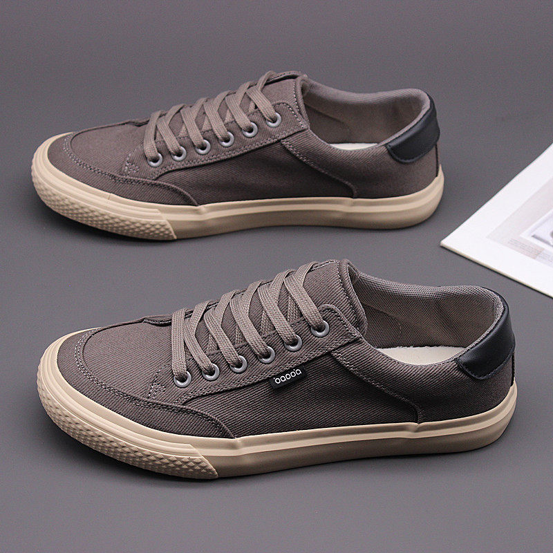 帆布鞋男鞋新款春秋系带百搭休闲鞋男低帮透气板鞋潮流舒适开车鞋