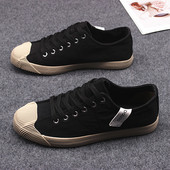男鞋 男士 2023新款 帆布鞋 夏季 潮流透气休闲平板鞋 低帮系带百搭鞋 子