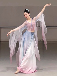 古典舞蹈服身韵紫色渐变纱衣古风中国舞仙气飘逸演出服练功服套装
