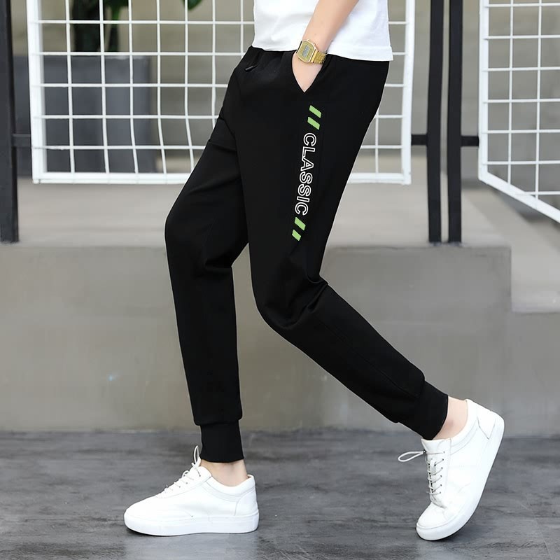 Student's sports pants men's spring and summer straight casual knitting pants loose wide leg work dress pants
