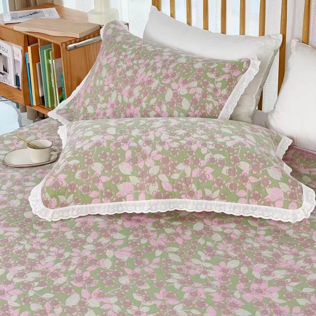 ins简约全棉法式纯棉花边枕巾一对52*75纱布铺盖三件套,床上用品,枕巾,淘宝优惠券,粉丝福利购,淘宝优惠卷