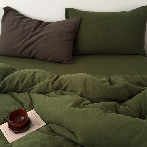 纯棉双层皱皱纱四件套高支皱感面料卧室家用可机洗高颜值柔软简约