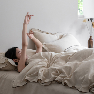 返璞归真~亚麻不染四件套棉麻混合纺织简约亲肤透气民宿床上用品