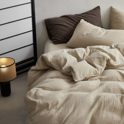 皱皱加厚双层纱被套~柔软A类美拉德加厚纯棉双层纱全棉亲肤单被罩