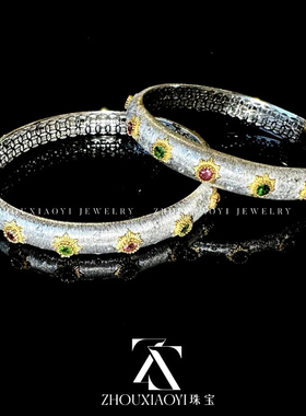 布契意大利拉丝9.6mm宽手镯925银复古老钱风28-30克重