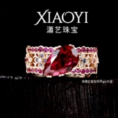 新款 迪家4ct实验室培育红宝石戒指玫瑰金色轻奢高级大气时尚 925银