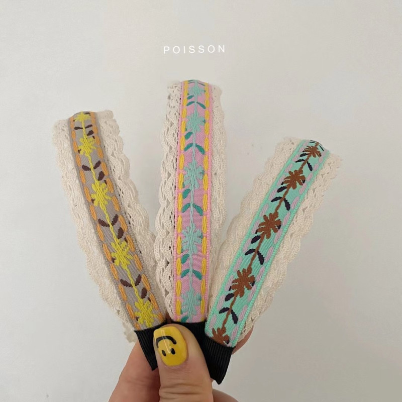 韩国poisson正品儿童女童白色蕾丝叶子拼色甜美发饰