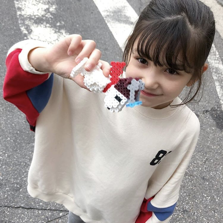 特价清仓# 韩国童装peach儿童数字83长袖拼色卫衣绒衫/上衣