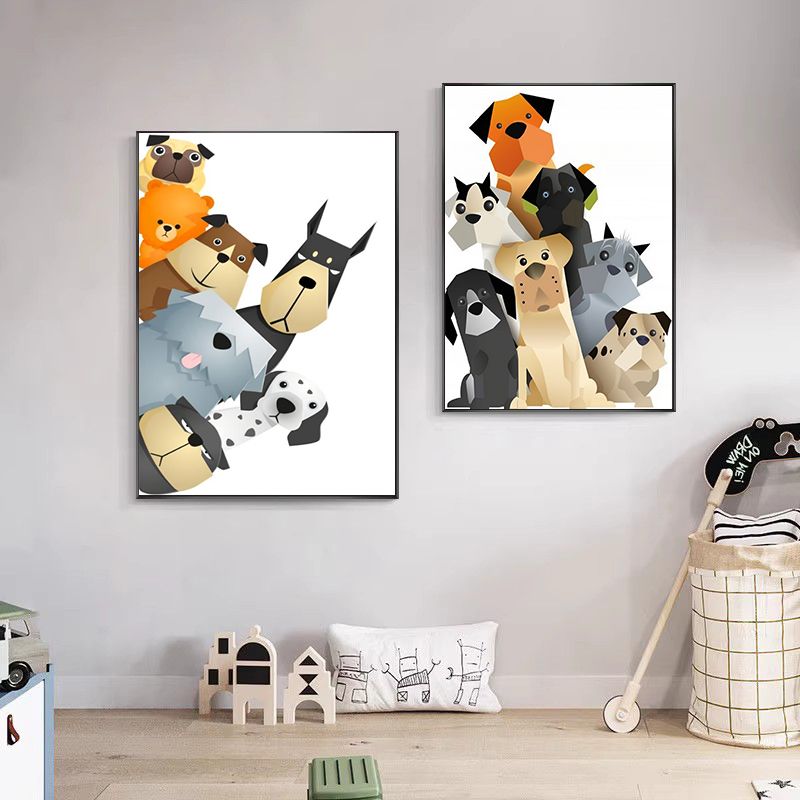 动物客厅挂画儿童房可爱卡通装饰画北欧沙发背景墙卧室床头壁画图片