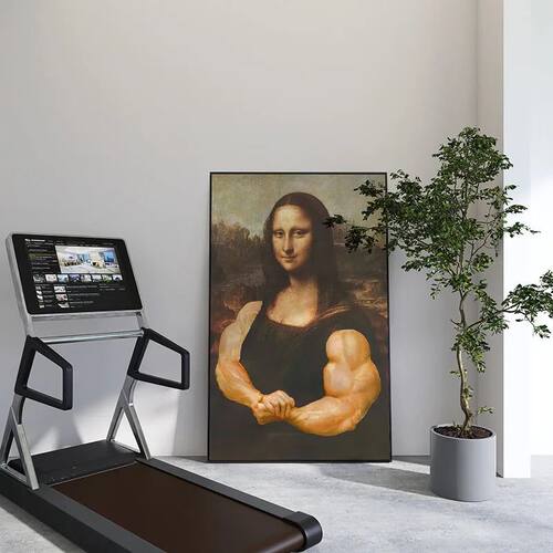 肌肉蒙娜丽莎大力士健身房搞笑艺术装饰画