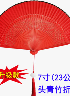 古风全竹折扇镂空双面木折扇中国风女扇手绘扇子旗袍走秀扇舞蹈扇