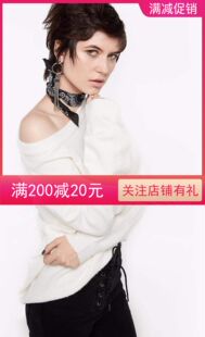 新款圆领宽松舒适长袖字母毛衣针织衫前短后长不规则秋冬上衣