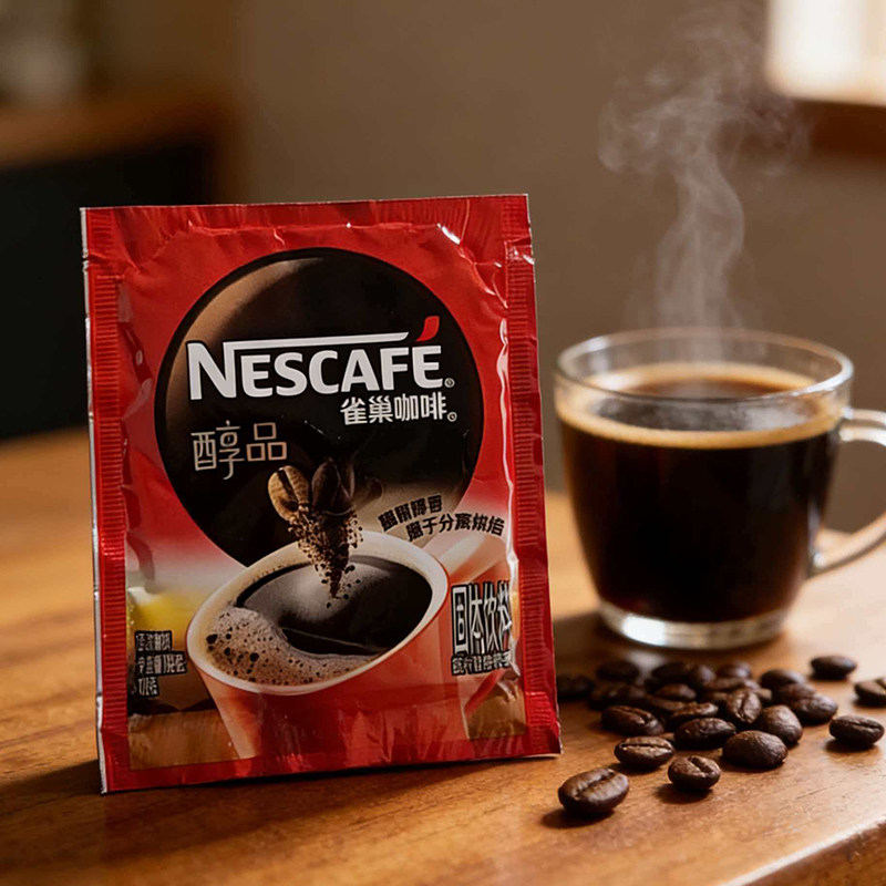 雀巢咖啡粉醇品特浓速溶咖啡1.8g*10包即溶黑咖啡珍妮曲奇黑咖啡