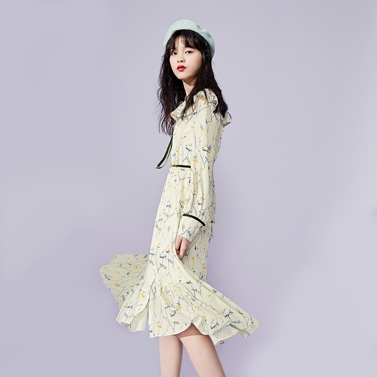 太平鸟雪纺碎花夏装2019新款仙女裙(非品牌)
