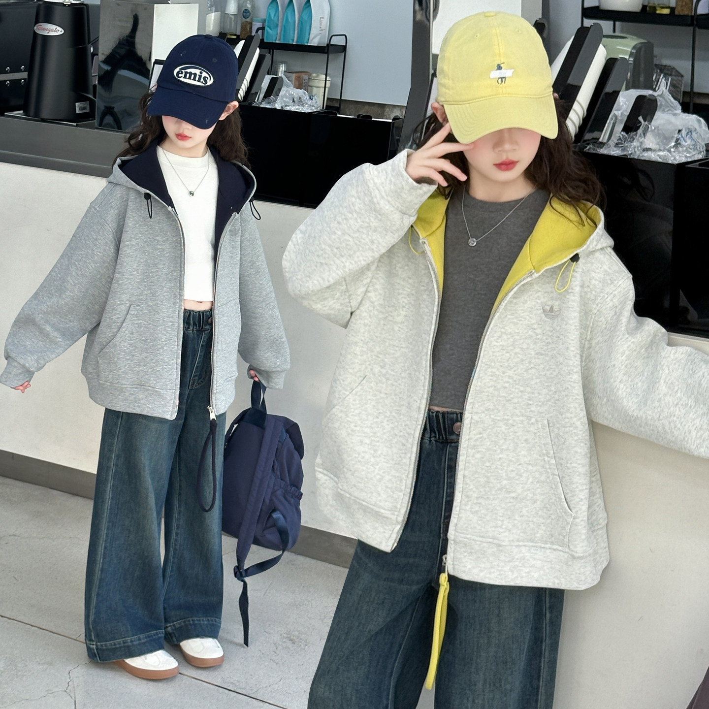 女童外套春秋款2025新款洋气儿童秋装卫衣小女孩秋季炸街连帽上衣