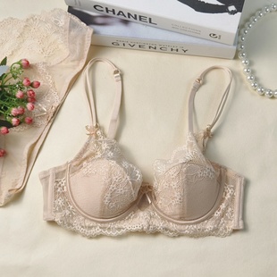 法式 性感内衣女蕾丝小胸聚拢显大收副乳防下垂上托无钢圈纯欲文胸