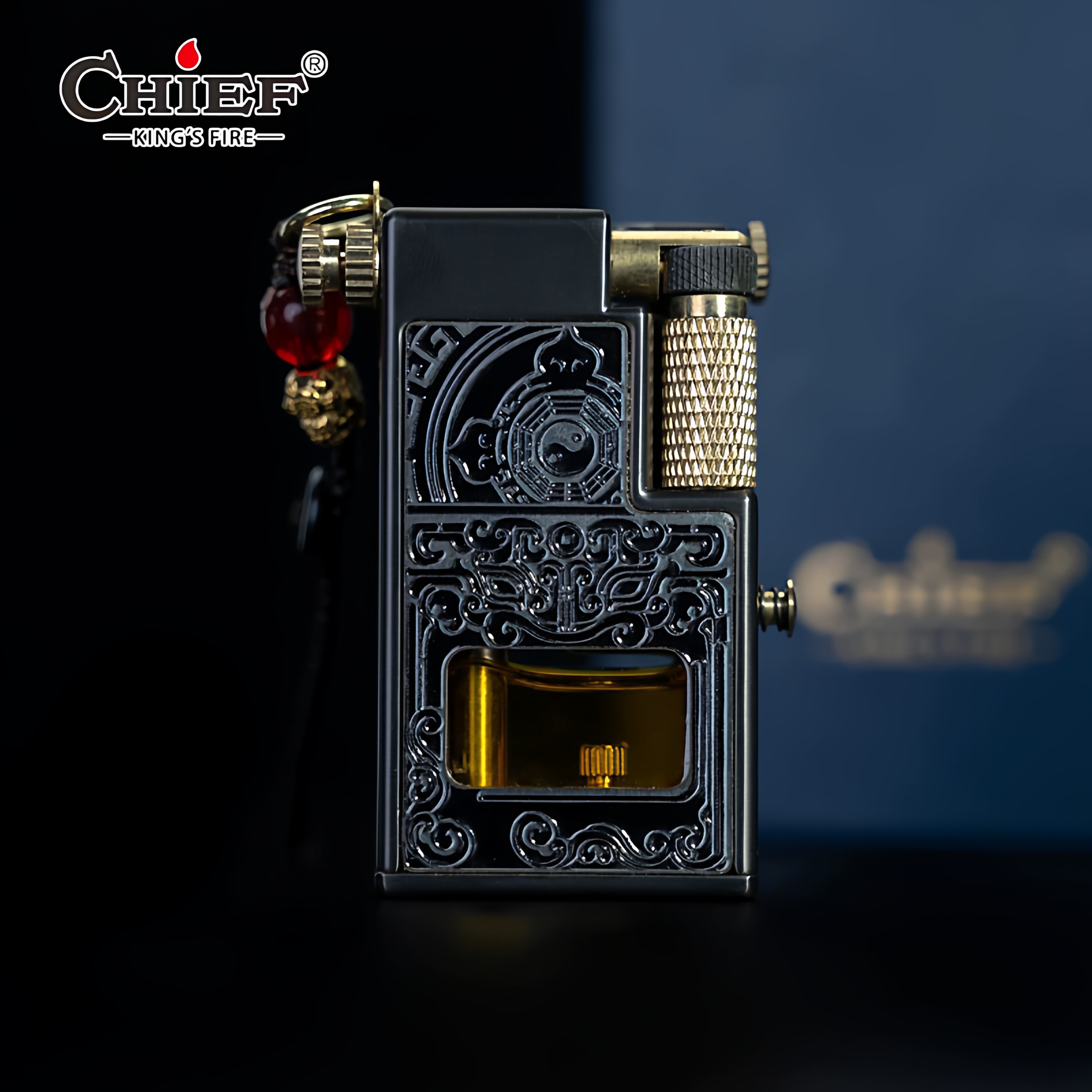 首领超长续航升级版大方砖创意抬臂侧滑透明油仓煤油打火机送男友