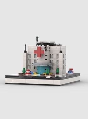 儿童益智拼搭moc兼容城市医院模型积木玩具D610024