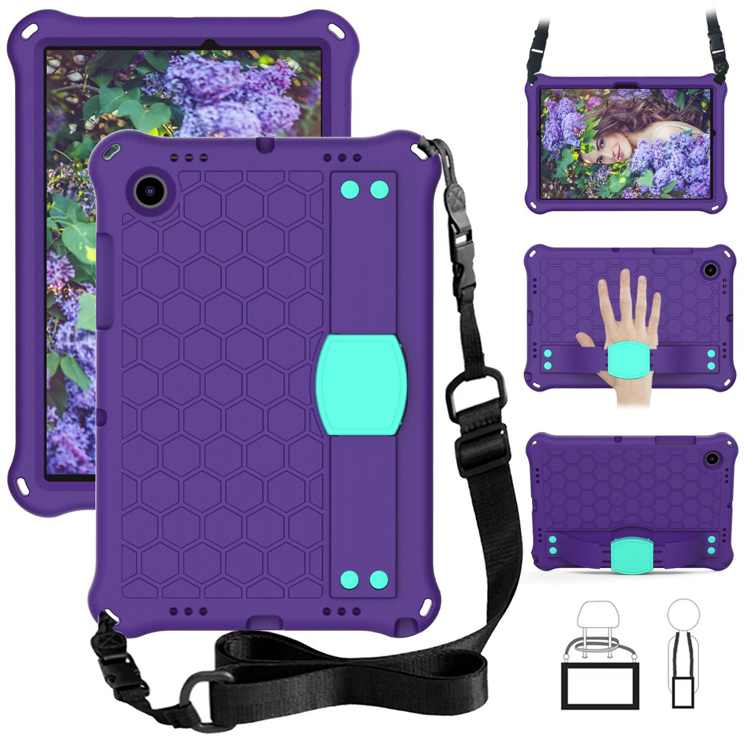 适用S6lite三星平板P620保护套P619儿童A7支架EVA防摔壳A8肩带A9+