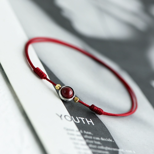 Натуральный браслет на ногу, браслет с одной бусиной, цвета киновари, простой и элегантный дизайн, не выцветает