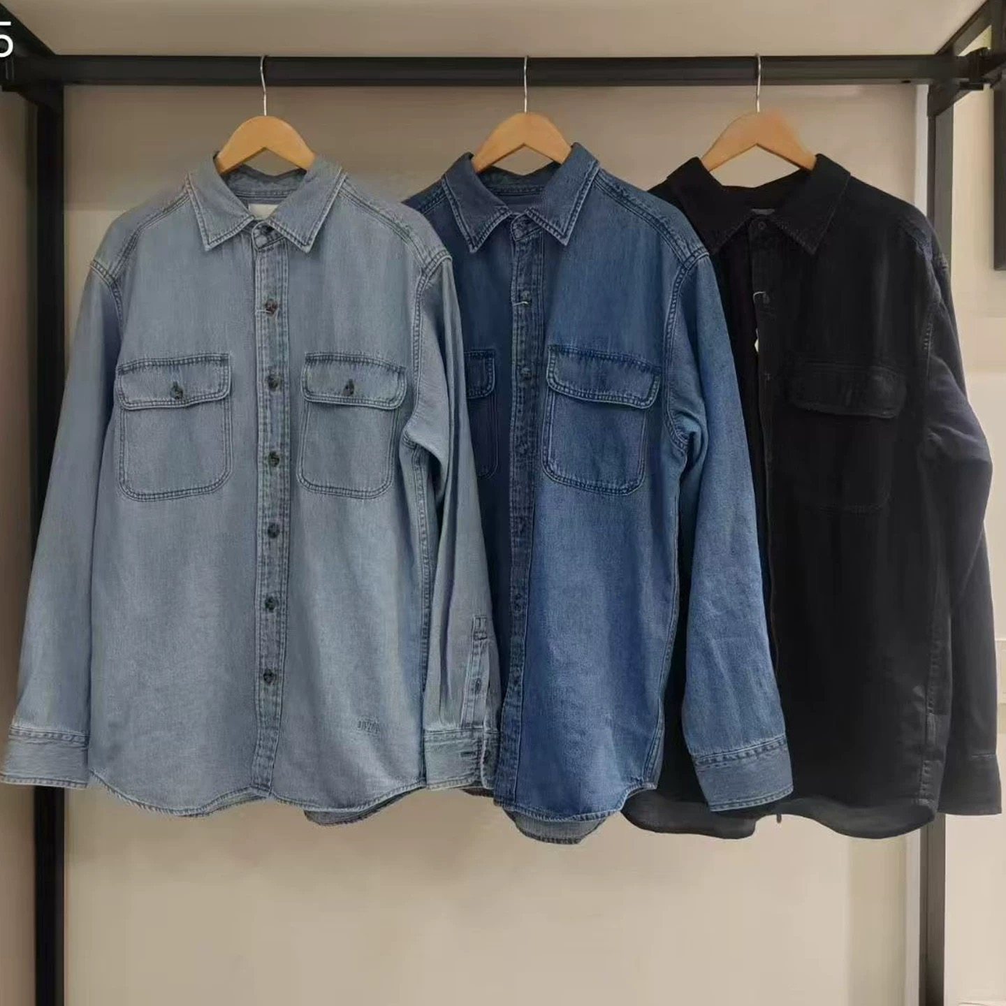 男装女装牛仔宽松衬衫水洗产品休闲百搭长袖上衣春季新款484245