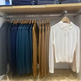 日单女装精纺美利奴POLO领针织衫/毛衣可机洗新款上衣 外套478333