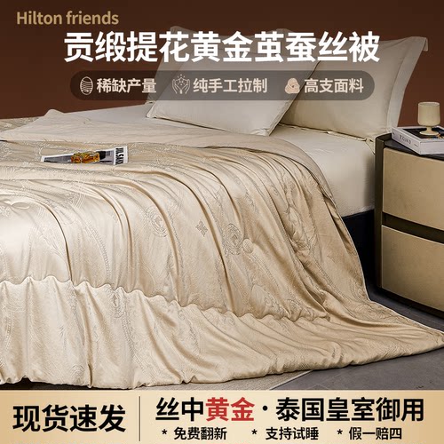Hilton friendsA类全棉贡缎提花蚕丝被超柔春秋被加厚保暖冬被A2