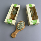 出英国 小巧便携仿鬃毛按摩梳护发不打结按摩气垫梳子 天然竹制