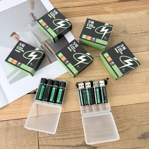 无需充电器！USB充电口！5号可充电玩具遥控器干电池1200mAh4节装