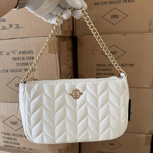 出口外贸！外网78美金！女高级感小香风白色菱格链条腋下包单肩包