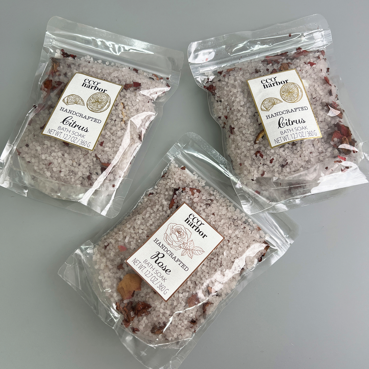 出外贸！4.49美刀！柑橘玫瑰香手工浴盐天然粗颗粒泡澡沐浴盐360g