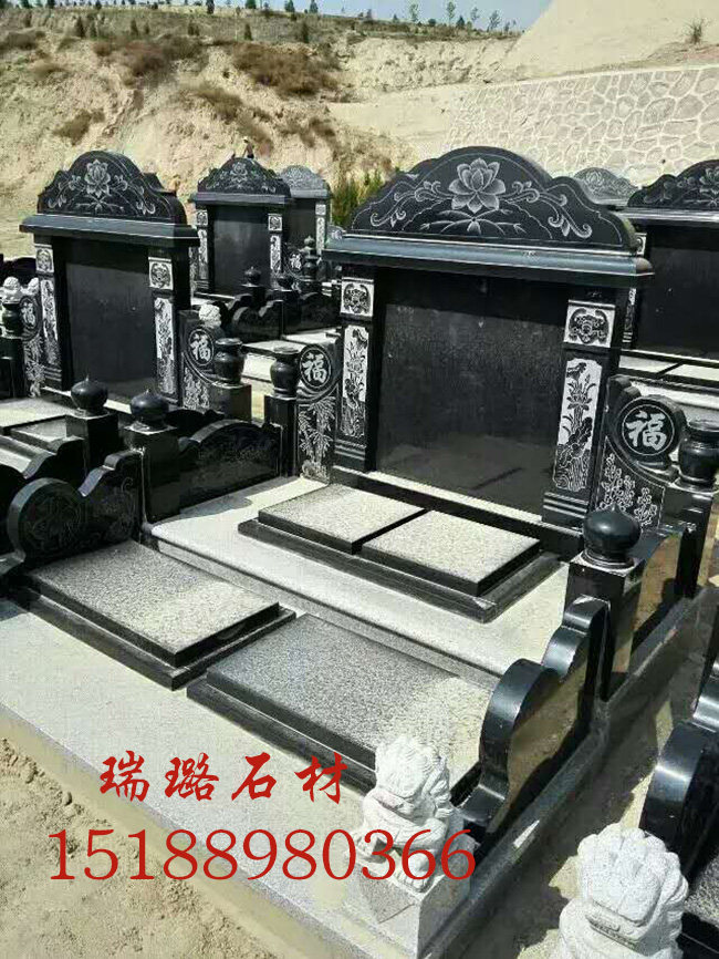 定制石雕墓碑汉白玉墓碑中国黑家族墓碑石狮子雕刻工艺陵园等摆件