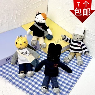 可爱个性装酷猫咪毛绒公仔拽拽不爽小黑猫玩偶包挂件男女情侣礼物