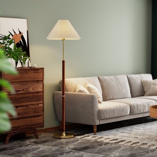 美式复古落地灯客厅书房卧室护眼床头灯轻奢创意简约百褶立式台灯